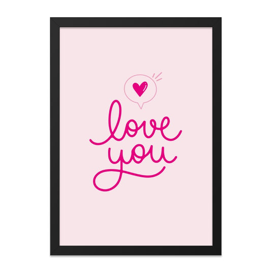 Love You Wall Art, Heart Wall Decor, Pink Art Print, Cute Valentines Day Gift, Anniversary Present, Nursery Wall Decor, Romantic Wall Art - Tawshia