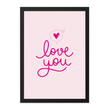 Love You Wall Art, Heart Wall Decor, Pink Art Print, Cute Valentines Day Gift, Anniversary Present, Nursery Wall Decor, Romantic Wall Art - Tawshia