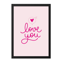 Love You Wall Art, Heart Wall Decor, Pink Art Print, Cute Valentines Day Gift, Anniversary Present, Nursery Wall Decor, Romantic Wall Art - Tawshia