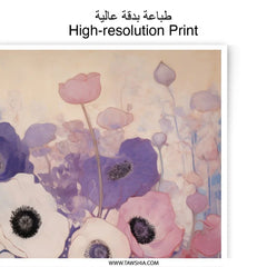 Floral Photographic Print, Poppy Flower Art, Purple Flowers, Botanical Wall Decor, Flower Photography, Home Decor Art Print - Tawshia