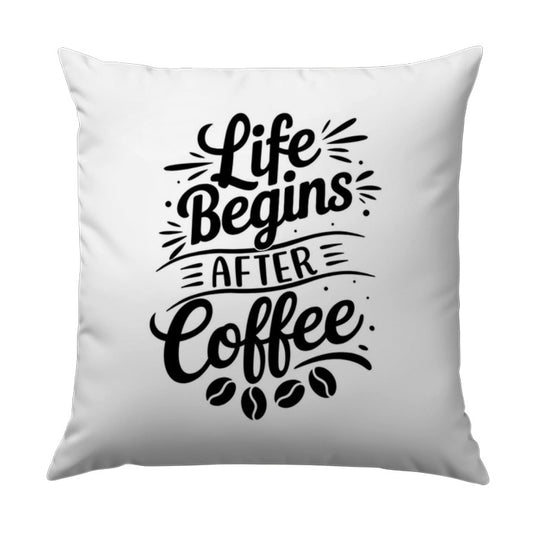 Life Begins After Coffee Pillow, Coffee Lover Gift, Decorative Throw Pillow, Home Decor, Cafe Pillow, Couch Pillow, Gift for Him, Gift for - Tawshia