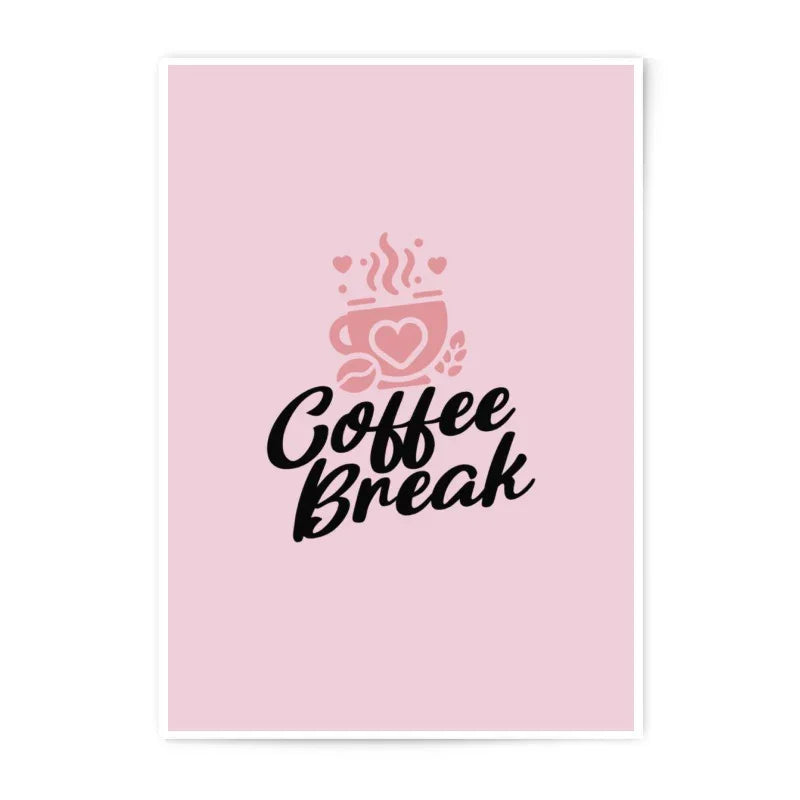 Coffee Break Photographic Prints, Pink Coffee Art, Coffee Lover Gift, Minimalist Wall Decor, Home Office Art, Kitchen Wall Art - Tawshia