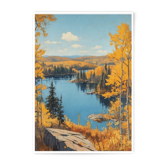 Autumn Lake Photographic Print, Fall Landscape Art, Rustic Wall Decor, Cabin Decor, Nature Photography, Home Decor Art Print - Tawshia