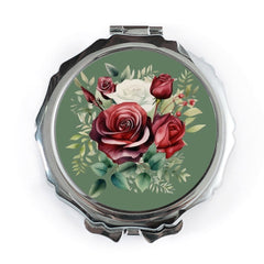 Floral Pocket Mirror, Rose Pocket Mirror, Red Rose Design, Elegant Compact Mirror, Cute Gift for Her, Bridal Shower Gift, Women Gift - Tawshia