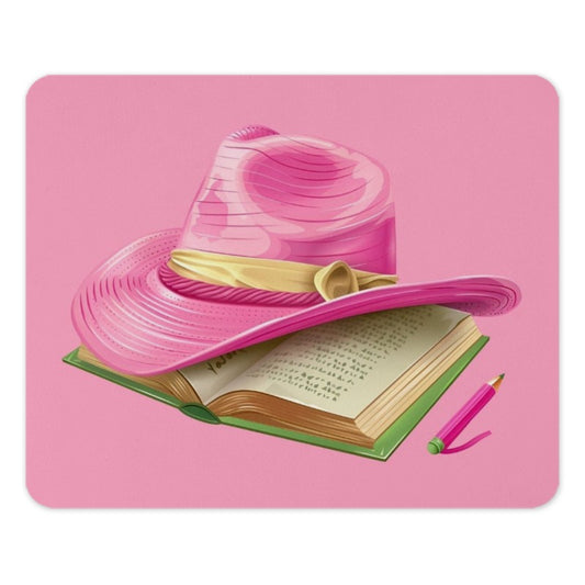 Pink Cowboy Hat Mouse Pad, Western Aesthetic Desk Decor, Book Lover Gift, Cute Office Accessory, Girly Desk Pad, Pink Office Decor - Tawshia