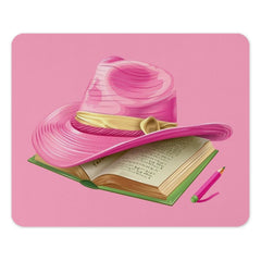 Pink Cowboy Hat Mouse Pad, Western Aesthetic Desk Decor, Book Lover Gift, Cute Office Accessory, Girly Desk Pad, Pink Office Decor - Tawshia