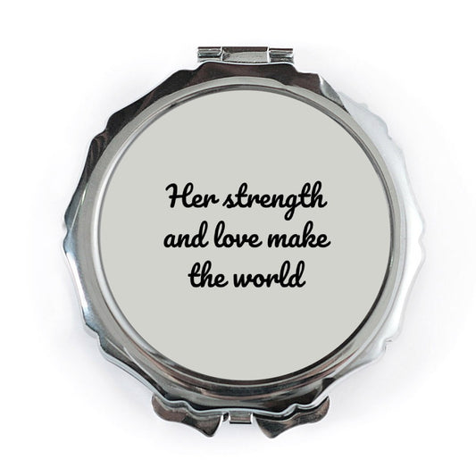 Inspirational Pocket Mirror, Her Strength, Love Quote Mirror, Gift for Her, Motivational Compact Mirror, Encouragement Gift - Tawshia