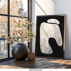 Abstract Modern Wall Art, Neutral Cream Print, Minimalist Art, Unique Shape Design, Contemporary Home Decor, Gallery Wall, Framed Wall Art - Tawshia