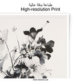Floral Photographic Print, Flower Bouquet Art, Botanical Wall Decor, Black and White Photography, Vase of Flowers Print, Home Decor Art - Tawshia