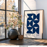 Bauhaus Wall Art, Geometric Print, Mid Century Modern Art, Navy Blue Art, 1919 Print, Abstract Wall Decor, Minimalist Art Print - Tawshia