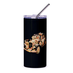 Floral Car Tumbler, Vintage Auto, Unique Drinkware, Gift Idea, Classic Car Art, Stylish Tumbler, Personalized Gift, Travel Tumbler - Tawshia