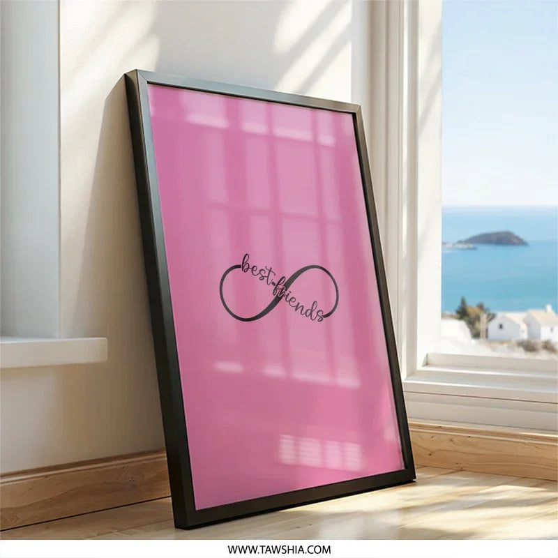 Best Friends Infinity Wall Art, Pink Decor, Friendship Gift, Minimalist Art, Modern Print, Gift for Friend, Wall Decor, Home Decor - Tawshia