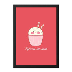 Cute Cupcake Wall Art, Kawaii Food Print, Dessert Lover Gift, Kitchen Decor, Spread the Love Wall Decor, Whimsical Art Print - Tawshia