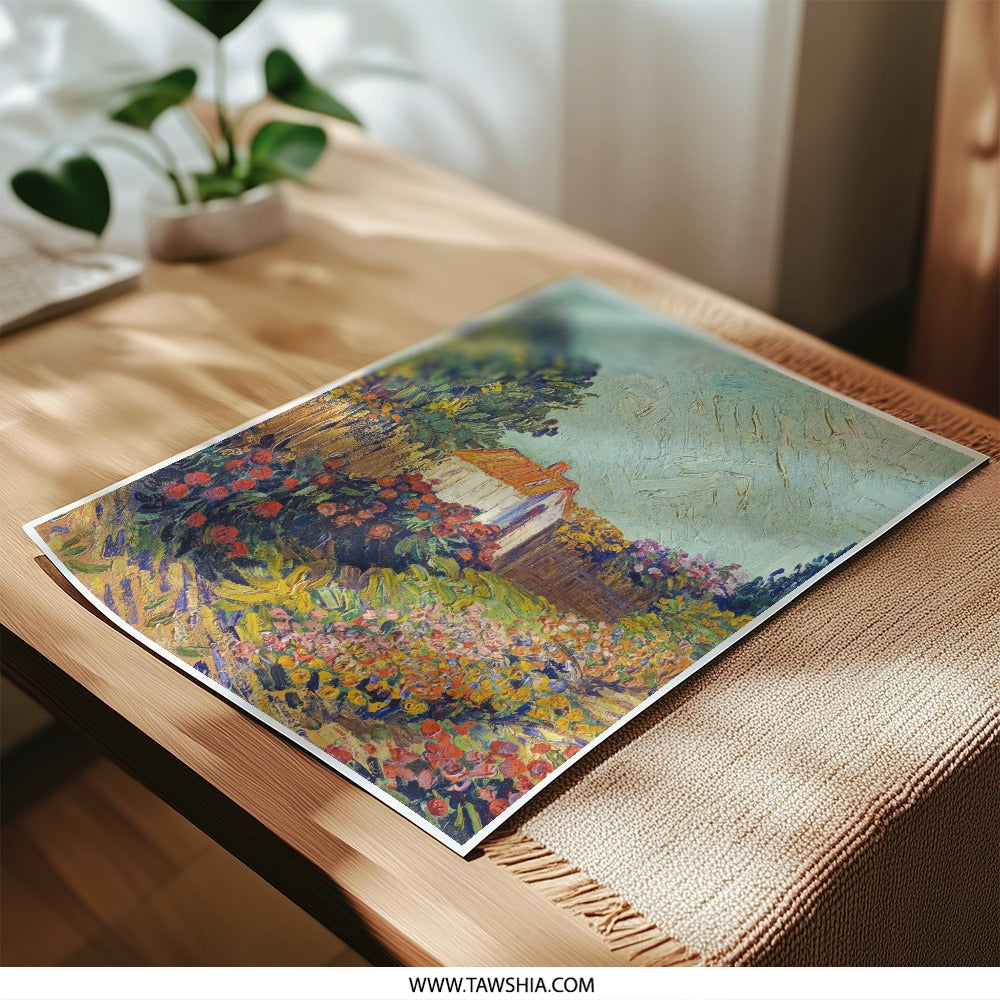 Garden at Auvers Photographic Print, Impressionist Art Print, Floral Garden Art, Vincent van Gogh Painting, Landscape Wall Art, Home Decor - Tawshia