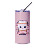 Kawaii Coffee Tumbler, Cute Coffee Cup, Coffee and Friends Tumbler, Kawaii Gift, Coffee Lover Gift, Gift for Friend, Tumbler with Straw - Tawshia