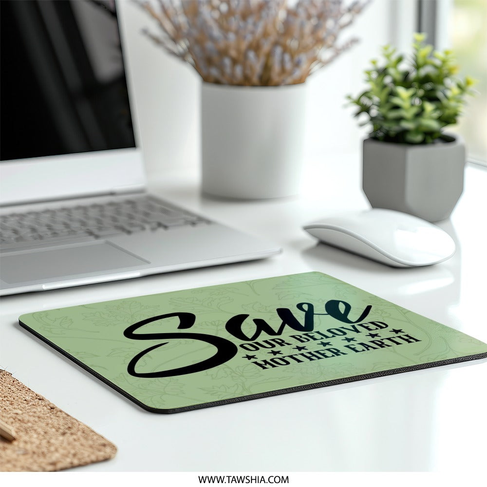 Earth Day MousePad, Save Our Planet, Green Floral Mouse Pad, Beloved Earth Mousepad, Environmental Mousepad, Mother Earth Mousepad - Tawshia