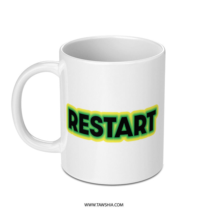 Restart Mug, Motivation Gift, Refresh, New Beginnings, Daily Use Mug, Coffee Lover Gift, Office Mug, Gift for Him, Gift for Her - Tawshia