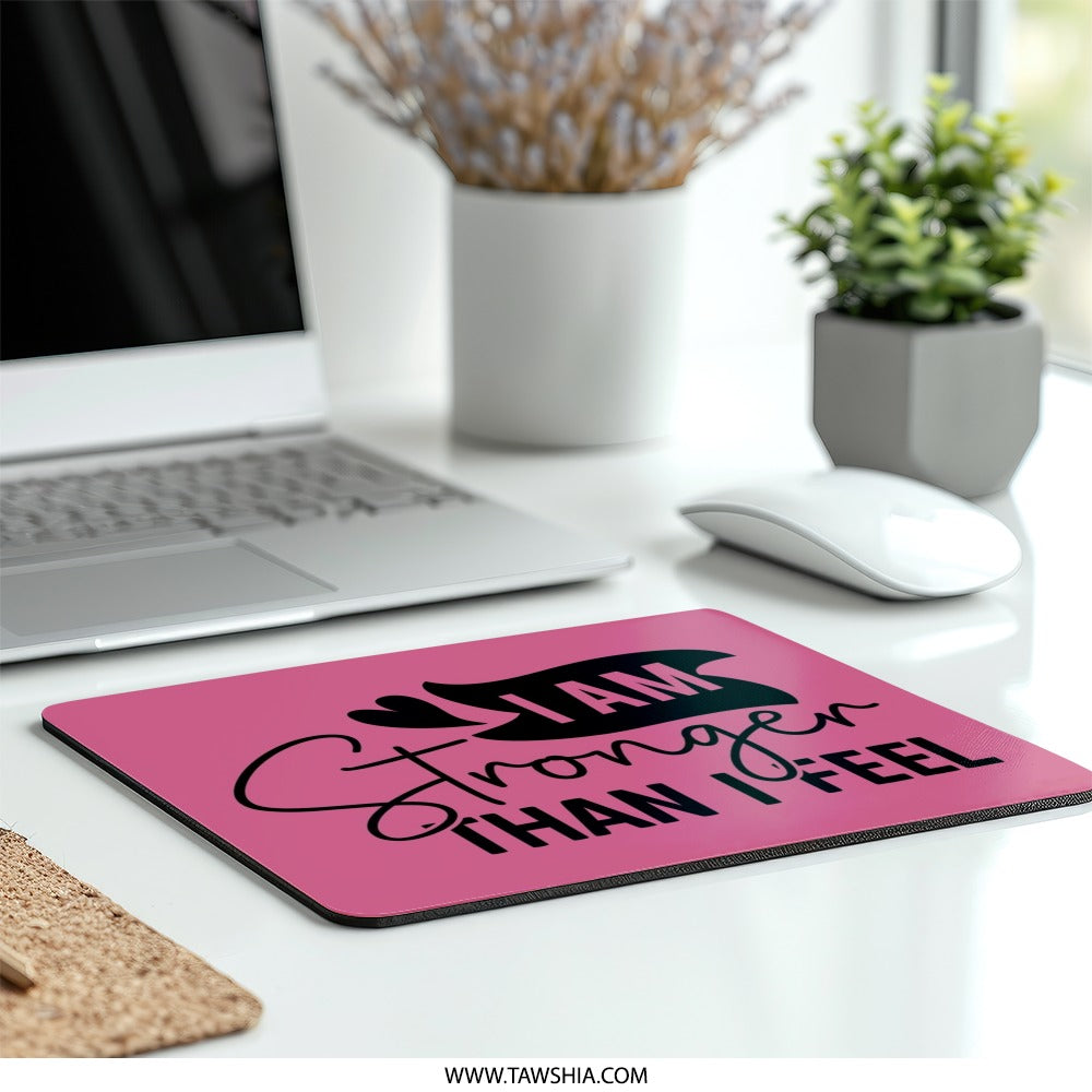 I am Stronger Mouse Pad, Motivational Mousepad, Inspirational Office Decor, Pink Mousepad, Gift for Her, Desk Accessories - Tawshia