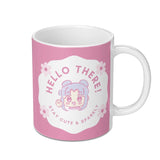 Cute Kawaii Mug, Anime Mug, Hello There Mug, Pink Mug, Sparkly Mug, Gift for Her, Aesthetic Mug, Trendy Mug, Cartoon Mug, Anime Girl - Tawshia