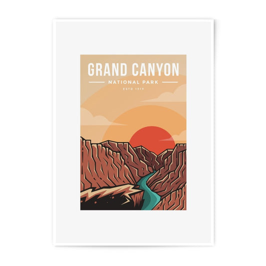 Grand Canyon National Park Photographic Print, Retro Travel Art, Desert Landscape Poster, Southwest Decor, Established 1919, Wall Art - Tawshia