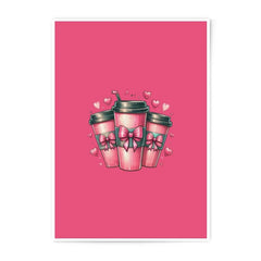 Pink Coffee Cups Photographic Prints, Cute Coffee Art Prints, Bow Coffee Photo, Girly Home Decor, Coffee Lover Gift, Valentine Prints - Tawshia
