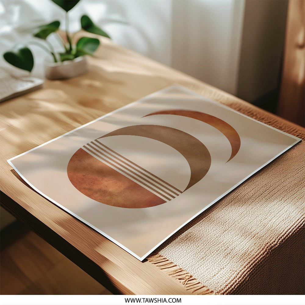 Geometric Photographic Print, Abstract Art Print, Minimalist Wall Art, Circle Art Print, Modern Home Decor, Brown Beige Art, Unique Wall - Tawshia