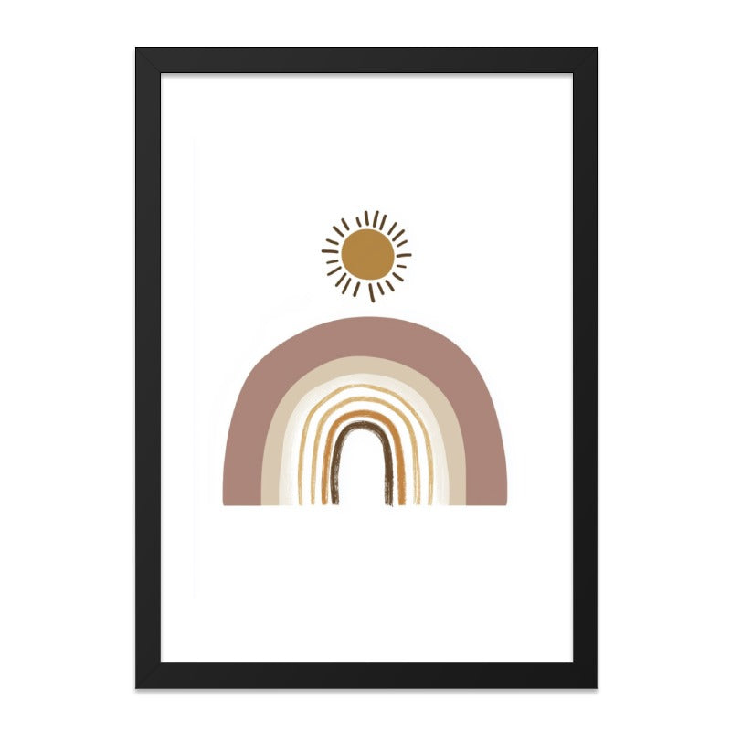 Boho Rainbow Sun Wall Art, Neutral Tone Print, Minimalist Home Decor, Nursery Art, Modern Wall Hanging, Cute Kids Room Art, Wall Decor - Tawshia