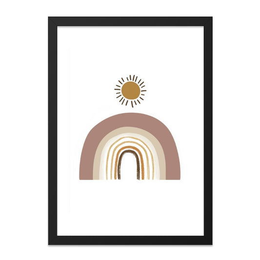 Boho Rainbow Sun Wall Art, Neutral Tone Print, Minimalist Home Decor, Nursery Art, Modern Wall Hanging, Cute Kids Room Art, Wall Decor - Tawshia