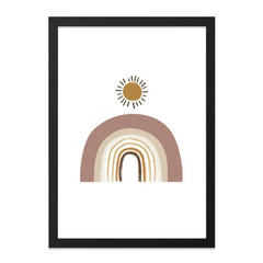 Boho Rainbow Sun Wall Art, Neutral Tone Print, Minimalist Home Decor, Nursery Art, Modern Wall Hanging, Cute Kids Room Art, Wall Decor - Tawshia