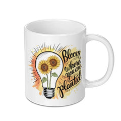Bloom Where You Are Planted Mug, Sunflower Lover Gift, Motivational Mug, Positive Vibes, Inspirational Coffee Cup, Gardening Gift - Tawshia