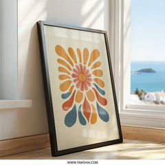 Retro Floral Wall Art, Mid Century Modern Print, 70s Flower Power Decor, Abstract Botanical Artwork, Bohemian Home Gallery Wall, Trendy Wall - Tawshia