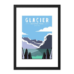 Glacier National Park Wall Art, Minimalist Landscape Print, Travel Poster, National Park Decor, Mountains Lake Art, Home Decor - Tawshia