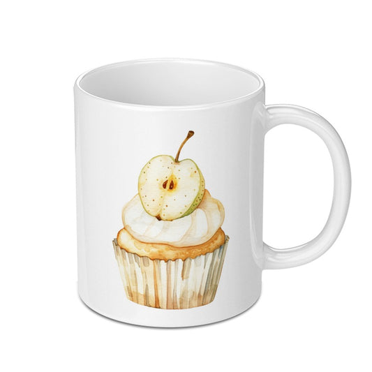 Apple Cupcake Mug, Cute Dessert Mug, Foodie Gift Mug, Kitchen Decor Mug, Watercolor Apple Mug, Unique Mug, Coffee Cup, Tea Cup - Tawshia