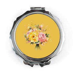 Floral Bouquet Pocket Mirror, Yellow Rose Compact Mirror, Cosmetic Mirror, Makeup Mirror, Gift for Her, Bridesmaid Gift - Tawshia