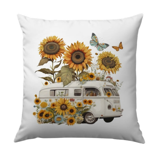 Sunflower Camper Pillow, Butterfly Pillow, Van Life Throw Pillow, Floral Car Pillow, Decorative Sunflowers Pillows, Boho Decor Pillows - Tawshia
