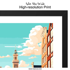 Amsterdam Wall Art Print, Netherlands Art, Cityscape Painting, Canal View Decor, Travel Poster, Home Decor, Modern Wall Decor - Tawshia