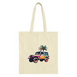 Colorful Jeep Tote Bag, Palm Tree Art Tote, Tropical Beach Tote, Summer Vibes Bag, Gift for Jeep Lover, Vacation Tote Bag, Trendy Everyday - Tawshia