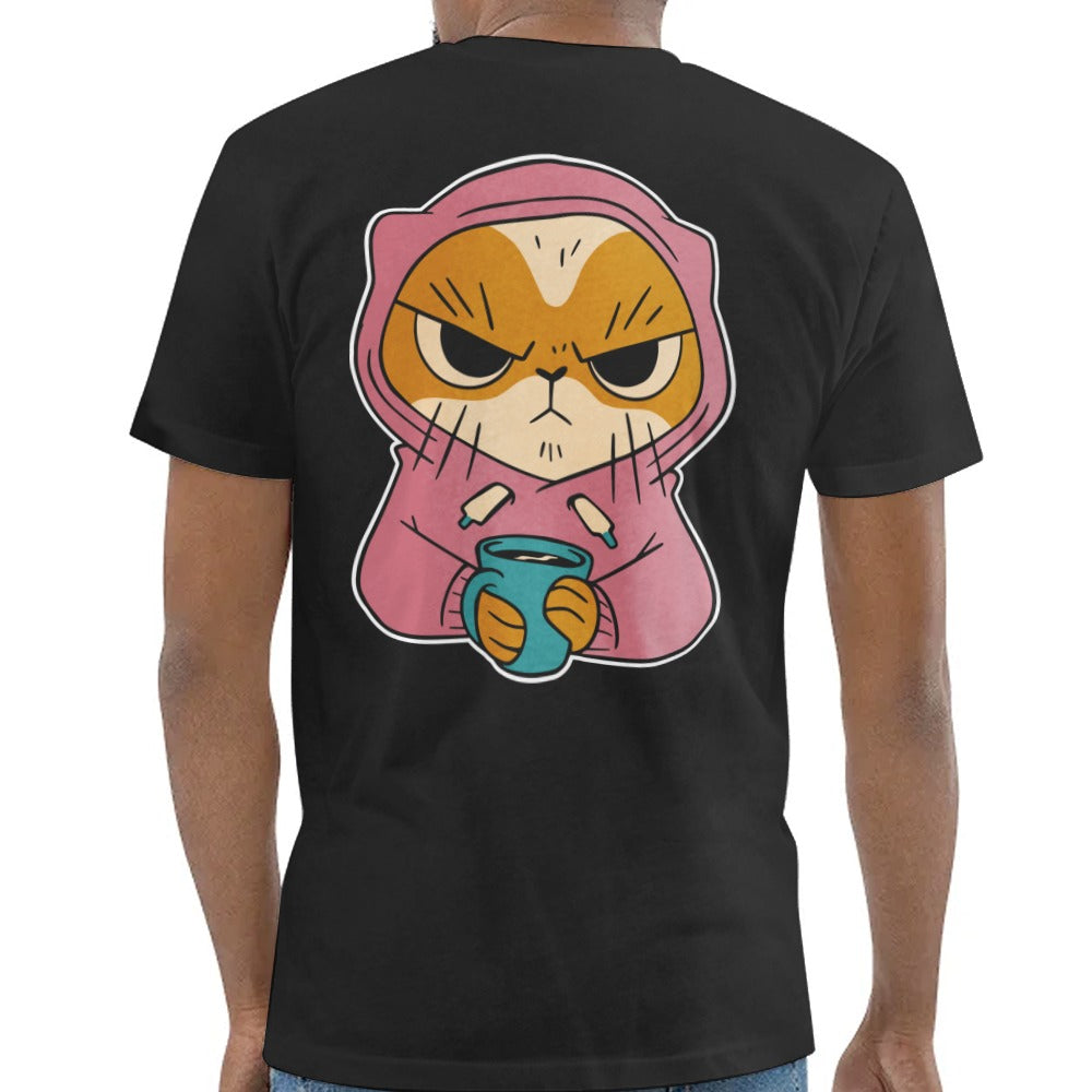 Grumpy Cat in Hoodie with Coffee Graphic T-Shirt product type