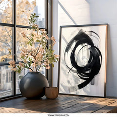 Abstract Strokes Wall Art, Modern Home Decor, Minimalist Painting, Black and White Print, Contemporary Art, Large Wall Art - Tawshia