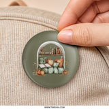 Cozy Reading Nook Pinback Button, Fall Decor Pin, Autumn Reading Spot Badge, Book Lover Gift, Pumpkin Patch Pin, Cozy Autumn Scene - Tawshia