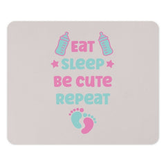 Eat Sleep Be Cute Repeat Mouse Pad, Baby Shower Gift, New Mom Gift, Cute Baby Feet Mousepad, Baby Bottles Design Mouse Pad - Tawshia