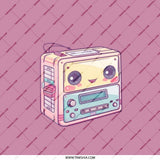Kawaii Cassette Player Pocket Mirror, Cute Anime Retro 80s Walkman Vanity Mirror, Nostalgic Music Lover Gift, Portable Makeup Mirror - Tawshia