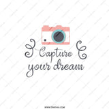 Capture Your Dream Pocket Mirror, Camera Graphic Art, Inspirational Quote, Travel Gift, Photography Lover Gift, Unique Compact Mirror - Tawshia
