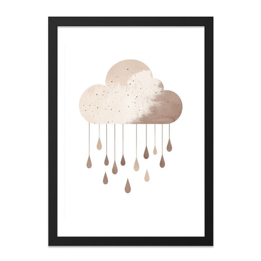Cloud Rain Wall Art, Nursery Art, Modern Art, Minimalist Print, Kids Room Decor, Neutral Colors Wall Art, Home Decor - Tawshia