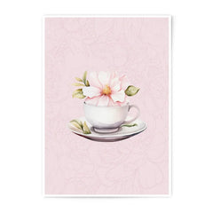 Floral Photographic Prints, Tea Cup Art, Pink Flower Decor, Kitchen Wall Art, Gift for Her, Flower in Cup Print, Floral Still Life - Tawshia