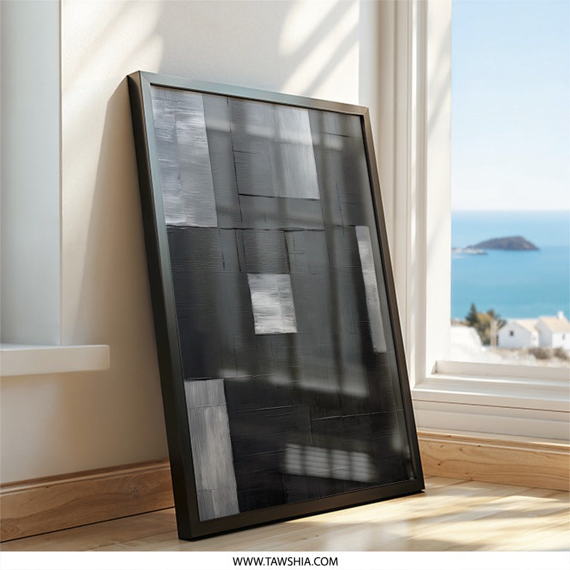 Abstract Black and Gray Wall Art, Modern Geometric Print, Contemporary Art, Minimalist Home Decor, Wall Decor - Tawshia