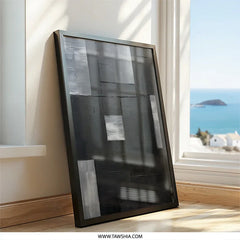 Abstract Black and Gray Wall Art, Modern Geometric Print, Contemporary Art, Minimalist Home Decor, Wall Decor - Tawshia