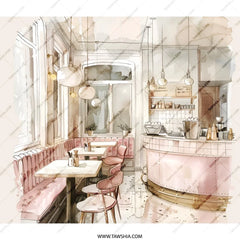 Parisian Cafe Backpack, Elegant Interior Art Backpack, Chic City Scene Backpack, Watercolor Bistro, French Cafe Travel Bag - Tawshia