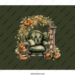 Autumn Armchair Backpack, Fall Leaves Backpack, Bookish Reader Gift, Cozy Library Backpack, Pumpkin Spice Backpack, Back to School - Tawshia