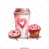 Coffee Donut Cupcake Tote Bag, Watercolor Design, Sweet Treats, Food Lover Gift, Everyday Bag, Valentines Day Gift, Unique Tote Bag - Tawshia